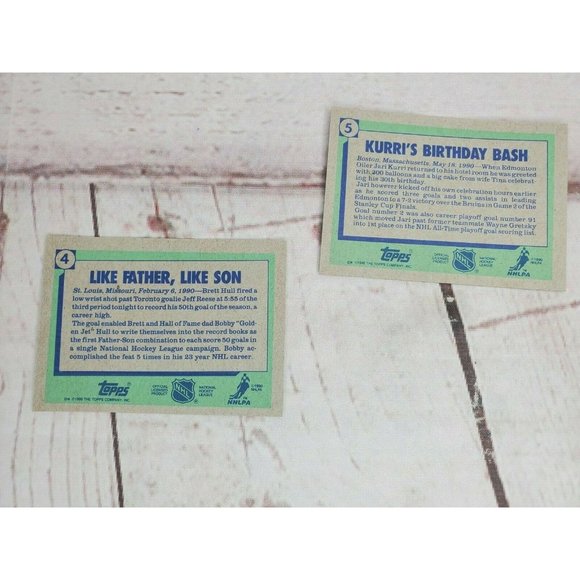 1990 Highlight Jarri Kurri & Brett Hull #4 And #5 Hockey Topps Card - Picture 3 of 7